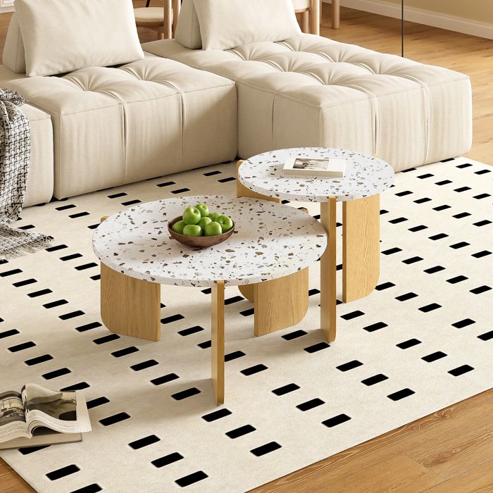 Ensemble de 2 tables basses modulables modernes pour salon canapé et balcon finition moderne Ensemble de 2 tables basses modulables modernes pour salon canapé et balcon finition moderne