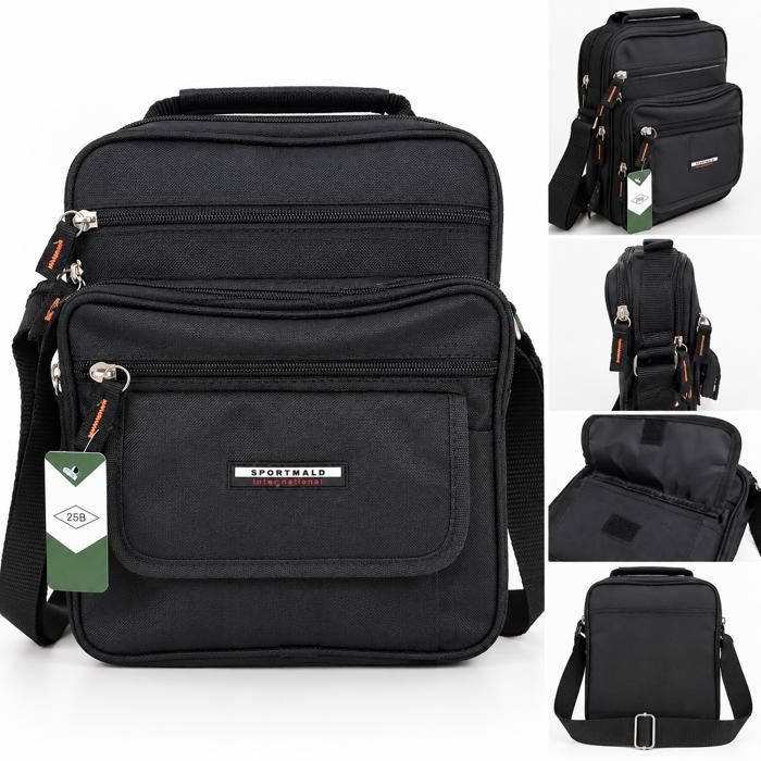 Sacoche homme noire à 6 poches – Multi-compartiments