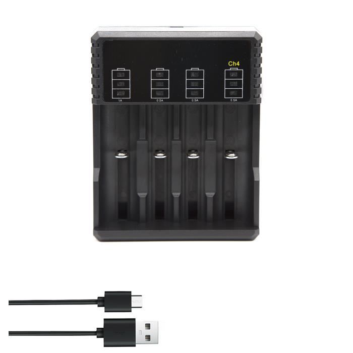 Chargeur Batterie 18650 4 Baies USB 5V 2A - Compatible 14500 16340 Li-ion IMR TR