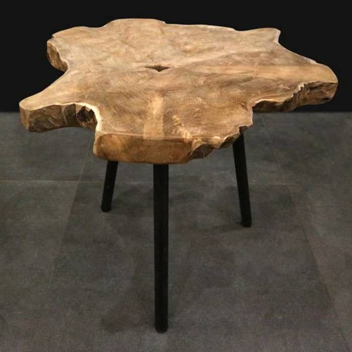 h&s collection table d'appoint bois de racine de teck 436200