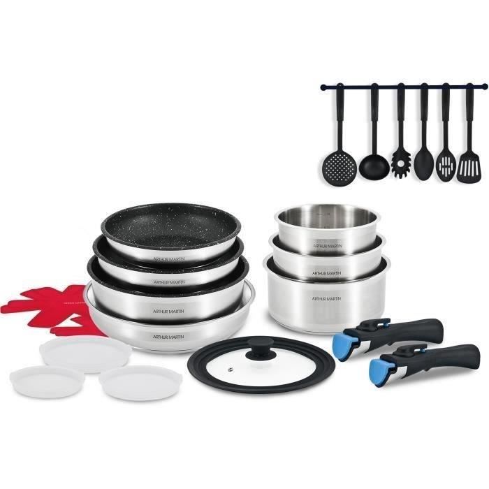 12 Pièces Batteries de Cuisine en Acier Inoxydable Set de Poêles et  Casseroles - Cdiscount Maison