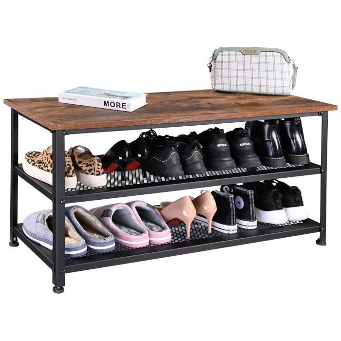 Banc étagère à chaussures à 3 niveaux