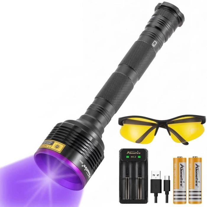 Lampe Torche UV 15W/20W/120W – 365nm Filtrée – Rechargeable USB – Noire étanche