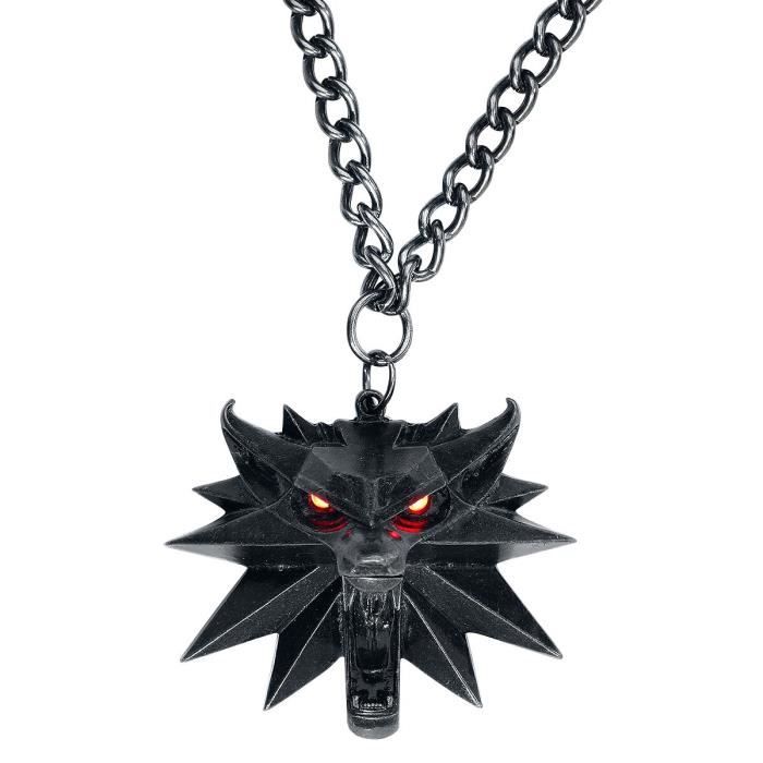 The Witcher Wild Hunt Medallion with LED EyesUnisexe Collier couleur argent Cdiscount Informatique
