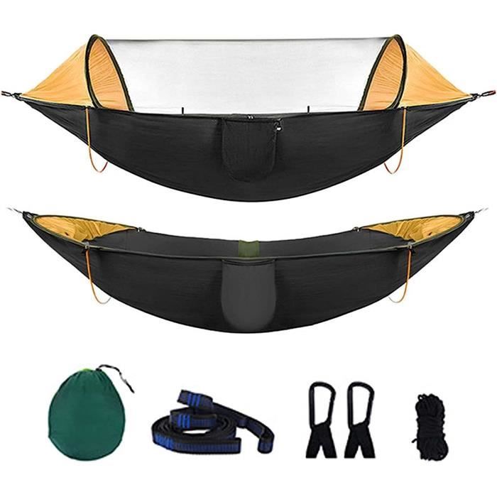 Hamac en tissu avec auvent et support moustiquaire, anthracite main image 1