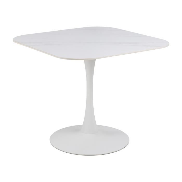 smuk table de salle à manger 90 cm jayden céramique blanc