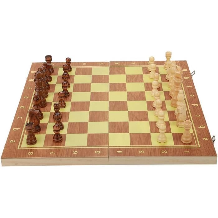Jeu D'échecs Magnétique 3 En 1 En Bois - 39 Cm Pliable - Avec échecs, Dames Et Backgammon - Pour Famille Et Voyage - 5