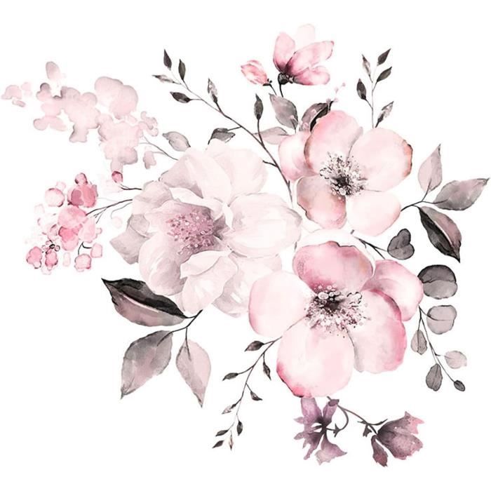 Autocollant Mural Pivoine - 44x42 Cm - PVC Amovible, Style Aquarelle Vintage - Décoration Chambre, Salon