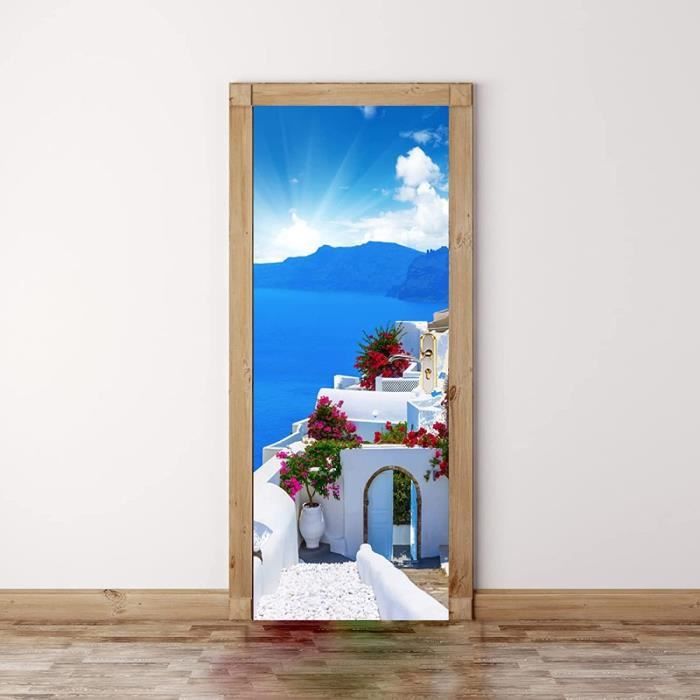 Autocollant De Porte Paysage Dunes De Plage 3D – 77x200 Cm – Vinyle Imperméable – Facile à Poser – Déco Salon, Chambre, Salle De Bain
