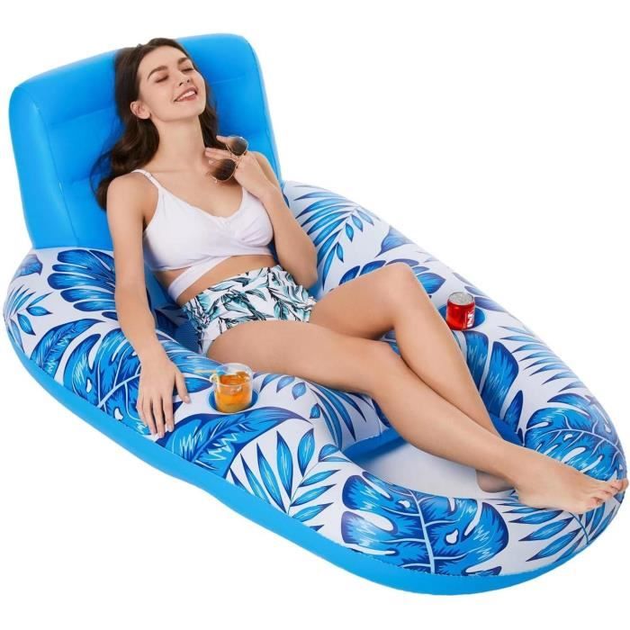 Sloosh - Lot de 2 chaises flottantes gonflables pour adultes avec porte- gobelets - Chaises flottantes gonflables pour fête d'été Sloosh - Lot de 2 chaises flottantes gonflables pour adultes avec porte- gobelets - Chaises flottantes gonflables pour fête d'été