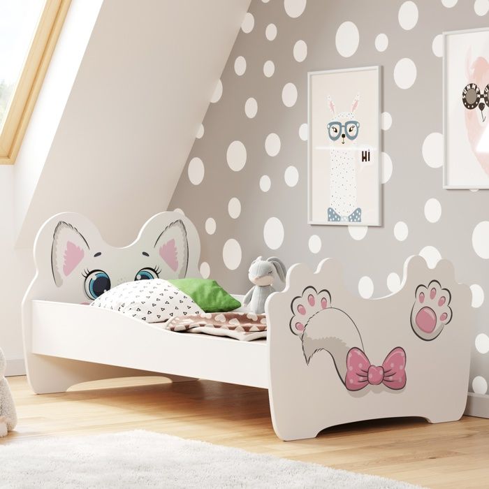 Lit enfant PINK CAT 140x70cm + sommier + matelas