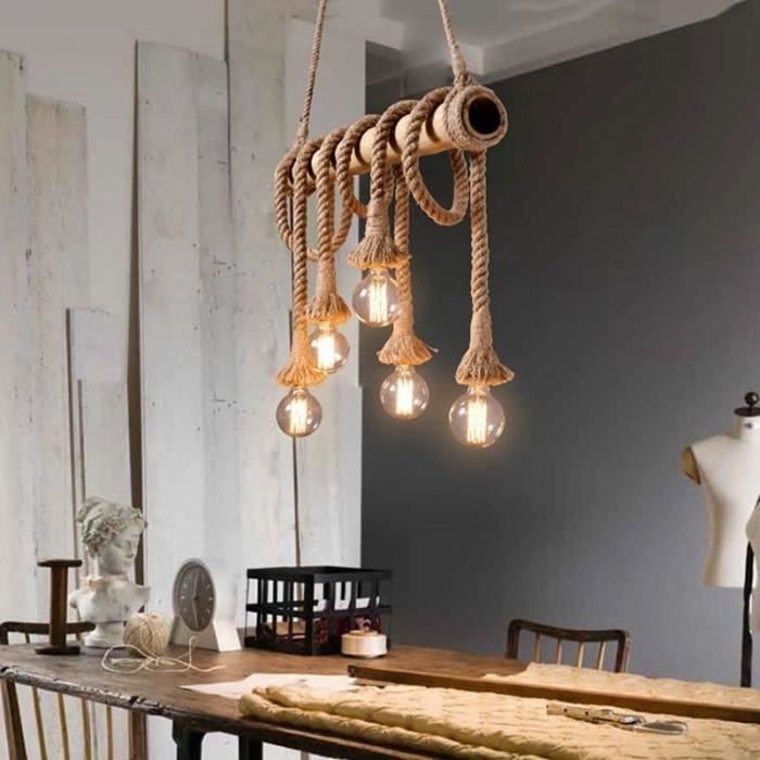 Vintage Style Double Heads Pendentif Corde Lumieres Loft Lampe