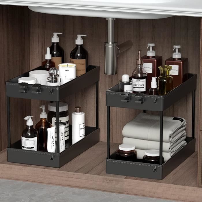 Organiseur Coulissant 2 Niveaux Réglable - Pour Sous évier Cuisine Ou Salle De Bain