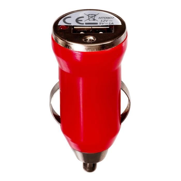 Adaptateur Allume-cigare Vers USB Rouge - Pour Charger IPhone, IPod, Samsung Etc. - Neuf En Boîte