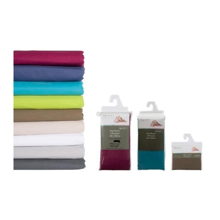 Drap housse - 200 x 200 cm - 57 Fils - Couleur Turquoise - Uni