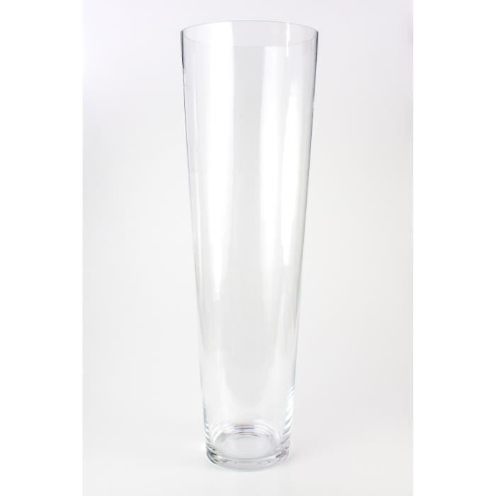 Grand vase conique en verre ANNA, transparent, 70 cm, Ø 22 cm Vase à