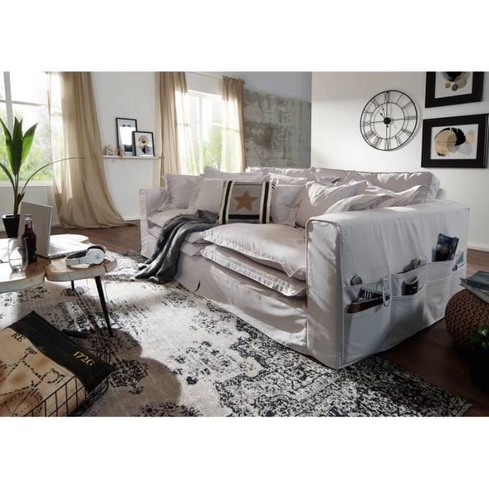 Canapé profondeur XXL 240x144x95cm (Blanc) - NORA Canapé profondeur XXL 240x144x95cm (Blanc) - NORA
