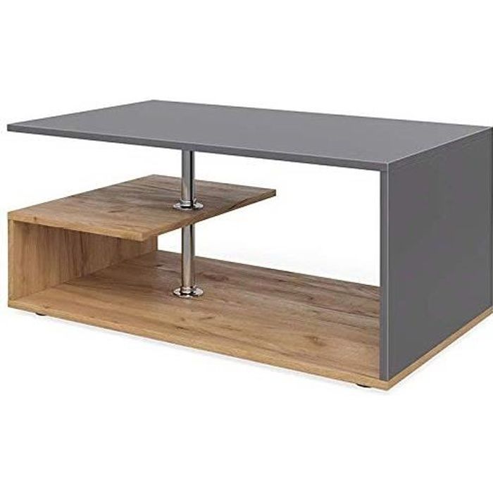 Table basse hexagonale Vicco Guillermo - Anthracite chêne Sable - Bois et verre - Style classique intemporel Table basse hexagonale Vicco Guillermo - Anthracite chêne Sable - Bois et verre - Style classique intemporel
