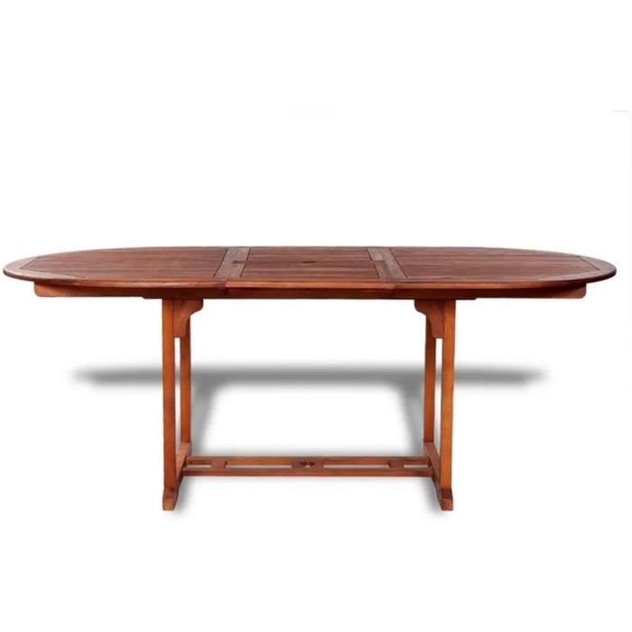 200 x 100 x 74 cm Zerone Table de jardin pliante en bois d'acacia massif Grande table de buffet pour l'intérieur et l'extérieur