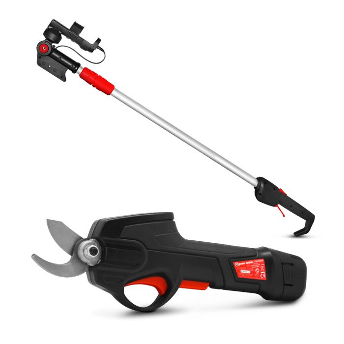 Sécateur rechargeable Elem Garden 7.2V Tête orientable Manche télescopique Léger et maniable
