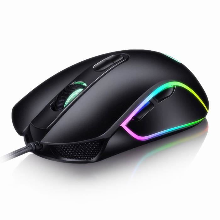 Souris Gamer - ZGEER - Modèle RGB - 4800 DPI - 6 Boutons - Filaire USB - Noir