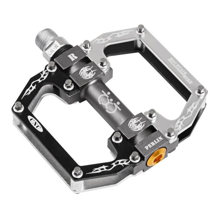 P/édale VTT V/élo BMX Route Cyclisme Montagne Plat Pedales Plates Anti-Glissant 9//16 Alliage Aluminium Double Roulement Scell/é
