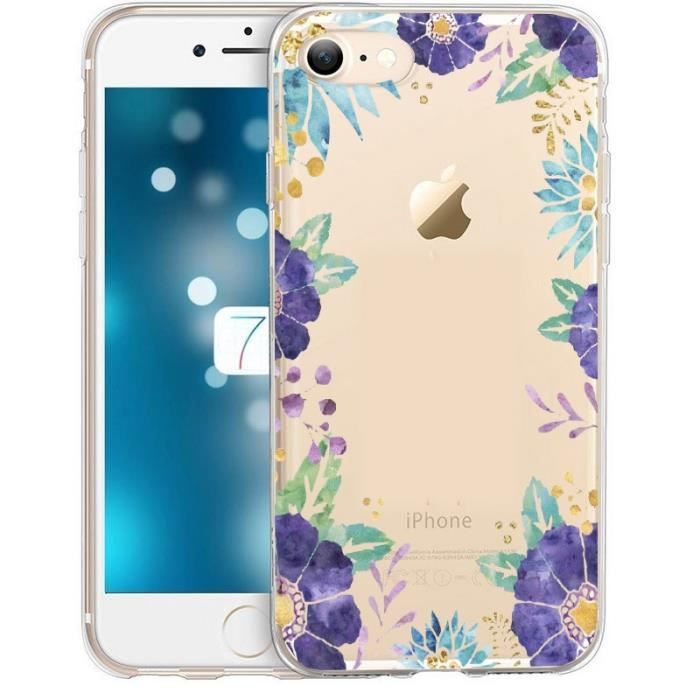 Coque Iphone 7 PLUS Fleur 15 Violet Pastel Tropical Or Transparente -  Cdiscount Téléphonie