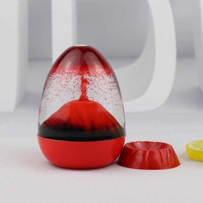 Décor de table,Boule magique en cristal pour enfant, thème éruption volcanique, minuterie en sablier, sphère de neige - Type Red