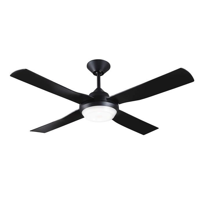 LUCCI AIR Banksia Ventilateur de plafond avec lumière LED et télécommande ABS 35 W Noir mat 122 cm - 213139
