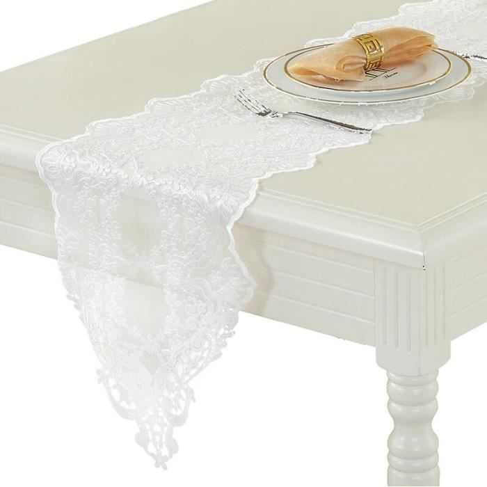 Chemin de table rectangulaire brodé floral vintage dentelle napperon décoration d'intérieur, normal