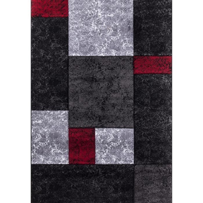 Tapis De Salon Lima Rouge Gris Et Noir 200x290 Cm