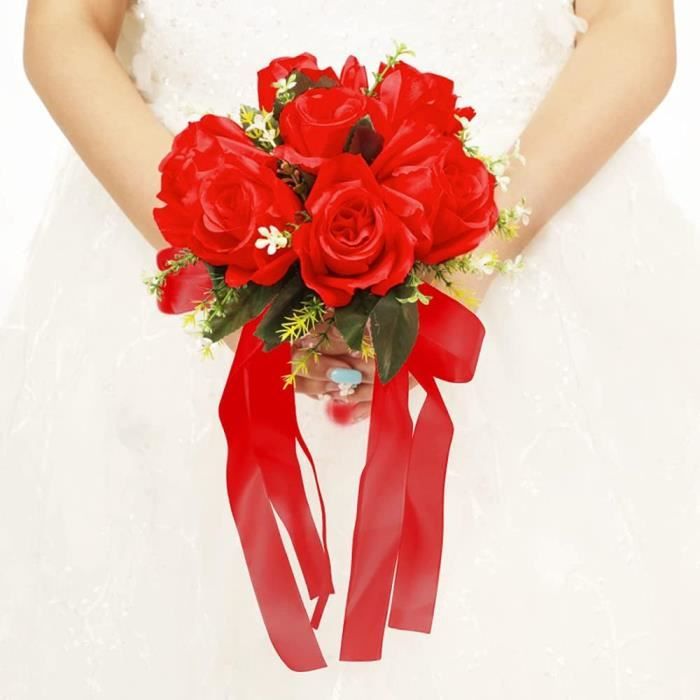 Bouquet De Roses Romantiques Artificielles En Soie Pour Mariée ...