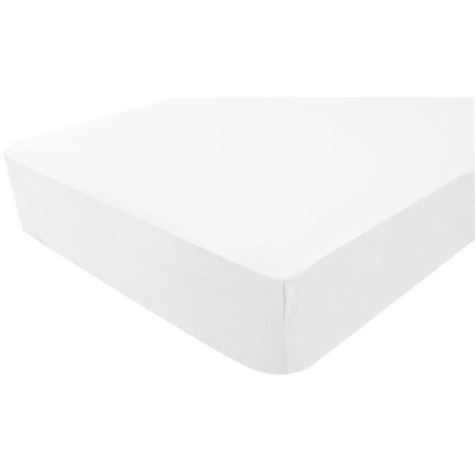 Drap housse tout en 1 Uni - Jersey - Imperméable - Blanc - 60 x 120 cm - DOMIVA