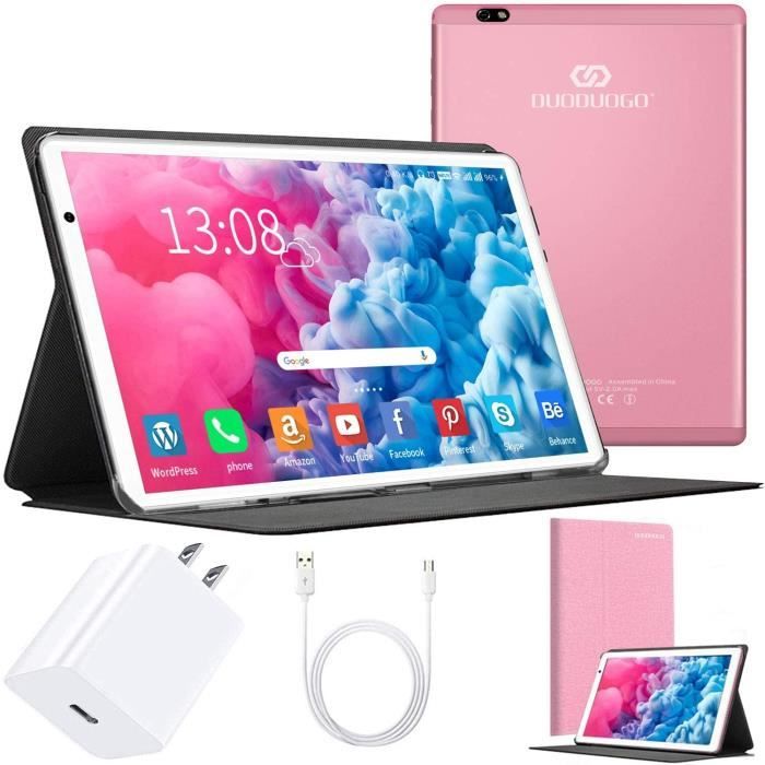DUODUOGO G20-Tablette Tactile 10.1 -4Go RAM + 64Go ROM / 128G-Android 10-Tape C-Tablette Pas Cher-4G LTE SIM/ WiFi tablette- Rose