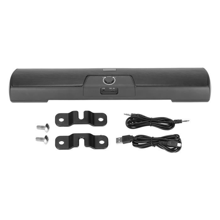 Barre De Son USB Pour PC/ordinateur Portable - Haut-parleur Fin 2W, Plug & Play, Câble 90cm, Noir