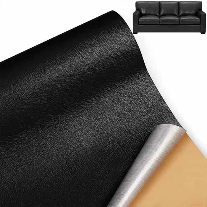 Rouleau De Cuir PU Adhésif Pour Réparation - 40 Cm X 150 Cm - Noir - YushengTai