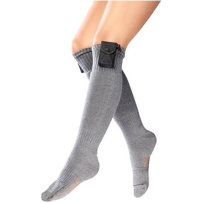 Chaussettes Chauffantes Infactory - Taille 35-38 - Chauffage Jusqu'à 49°C - Piles AA Non Incluses - Lavage Main - Gris