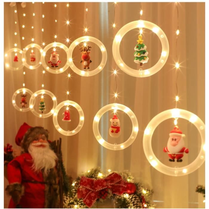 Rideau Lumineux étoiles De Noël - 4 Pièces - Décoration Intérieur/extérieur - Blanc Chaud