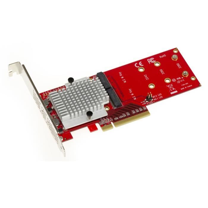 Carte contrôleur PCI-Express 4x (2x M.2 SATA III 1x M.2 PCI-e NVMe) - Carte contrôleur