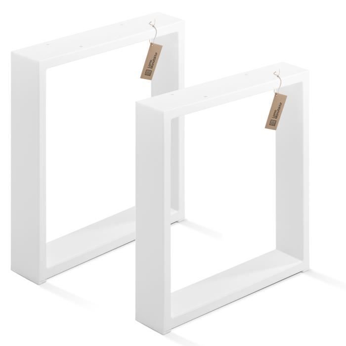LAMO MANUFAKTUR Set de 2 pieds de table en profil 60x20mm - table basse - industriel - 30x43cm (Lxh) - blanc