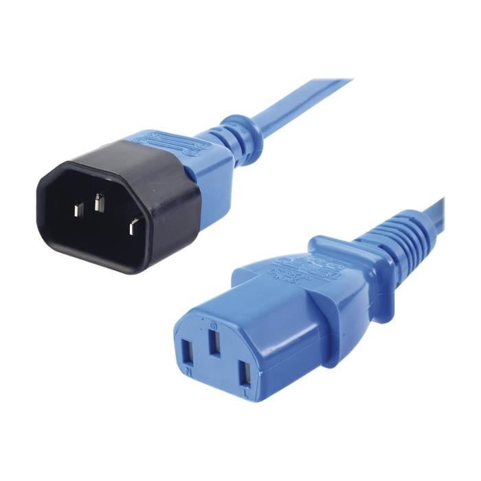 Lindy Rallonge de câble d'alimentation IEC 60320 C13 pour IEC 60320 C14 50 cm moulé bleu