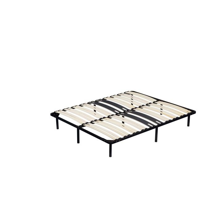 michel - Sommier 160x200 Noir Cadre a lattes Renforc au niveau du bassin 9 Pieds Hauteur 29 cm en Metal