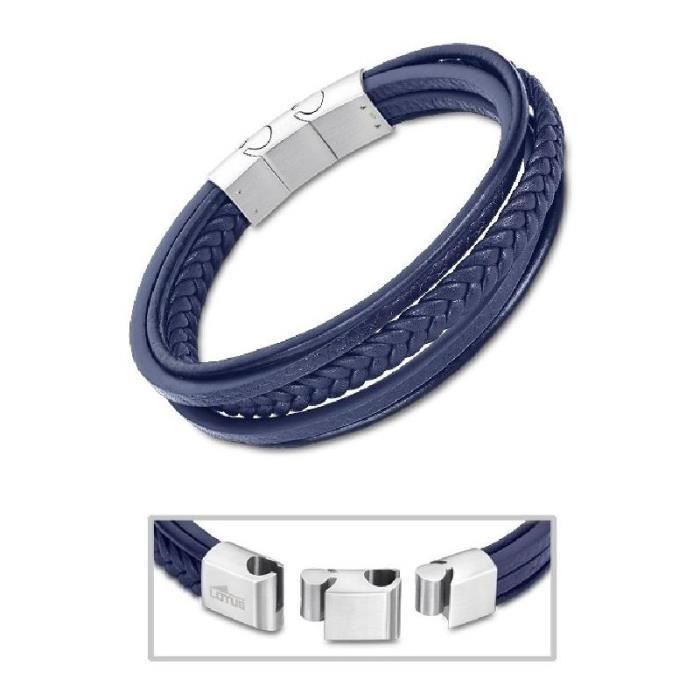 Lotus Style Bracelet Homme Cuir Bleu & Acier LS205 , Achat/vente