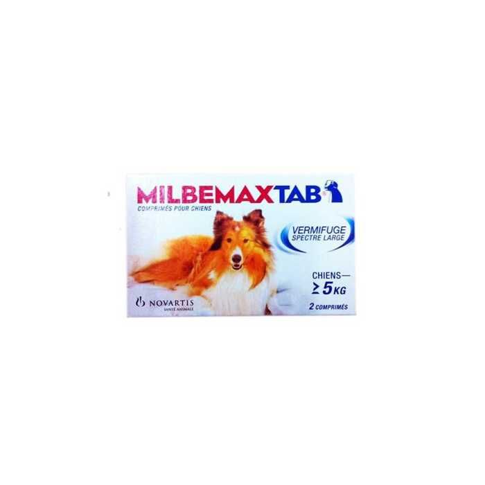 Comparer les prix de Milbemax Tab Chien 5 kg et Plus 2 comprimés