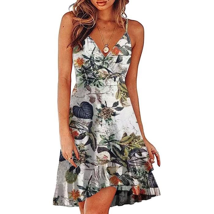 AUSELILY Robe Longue Femme Été Sans Manches Fluide Maxi Taille Empire Avec Poches - Robe Plage Légère Et Confortable