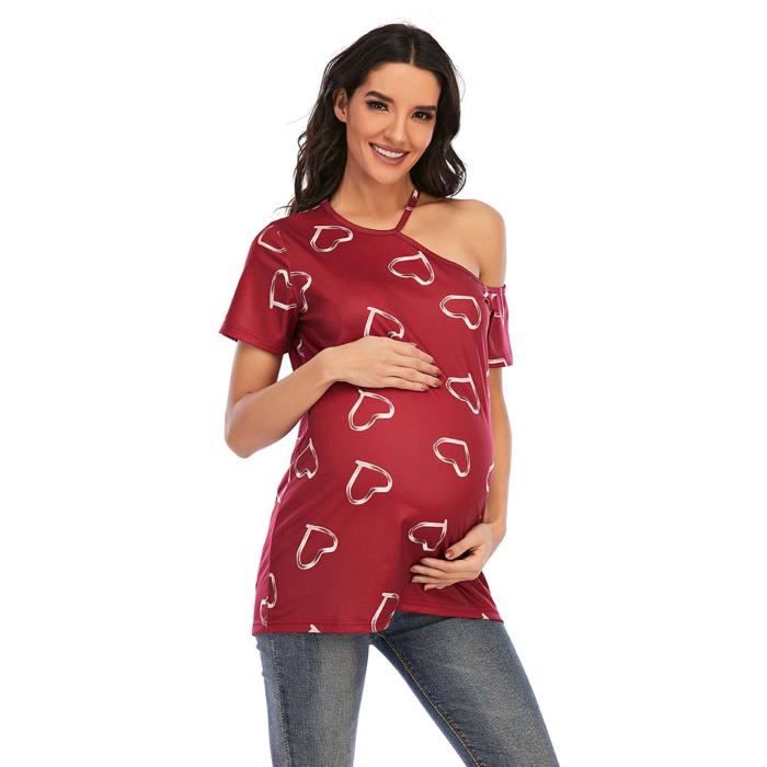 T shirt De Maternit Haut Imprim paules D nud es Pour Femmes T shirt De Maternit Haut Imprim paules D nud es Pour Femmes