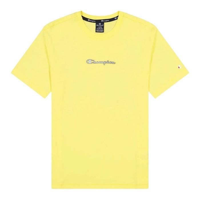 Crewneck T-Shirt Mc Homme CHAMPION - Taille M - Couleur JAUNE