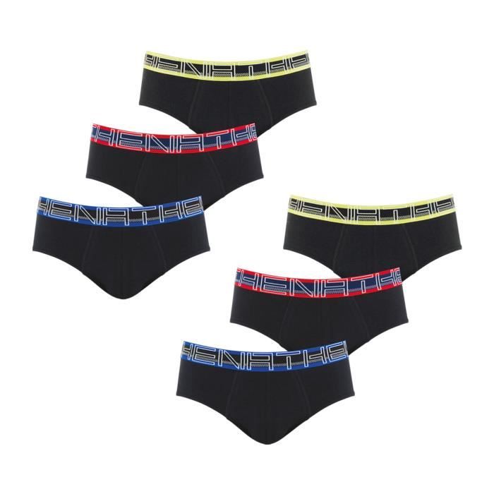 Slips, Lot de 6, Full Stretch ATHENA Noir HOMME Noirnoirnoirnoir