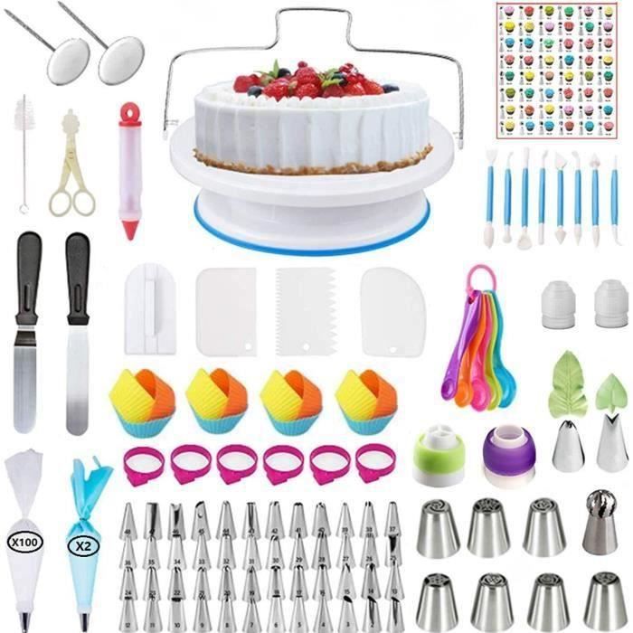 Set 4 Ustensiles Décoration Gâteaux - Plateau Tournant 27,5cm + Spatule + Pelle + Fil
