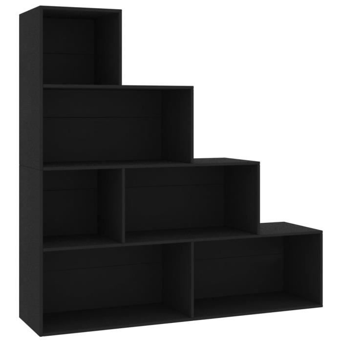 Bibliothèque/Séparateur de pièce - OMABETA - Noir - 155x24x160 cm - 6 étagères ouvertes - Aggloméré